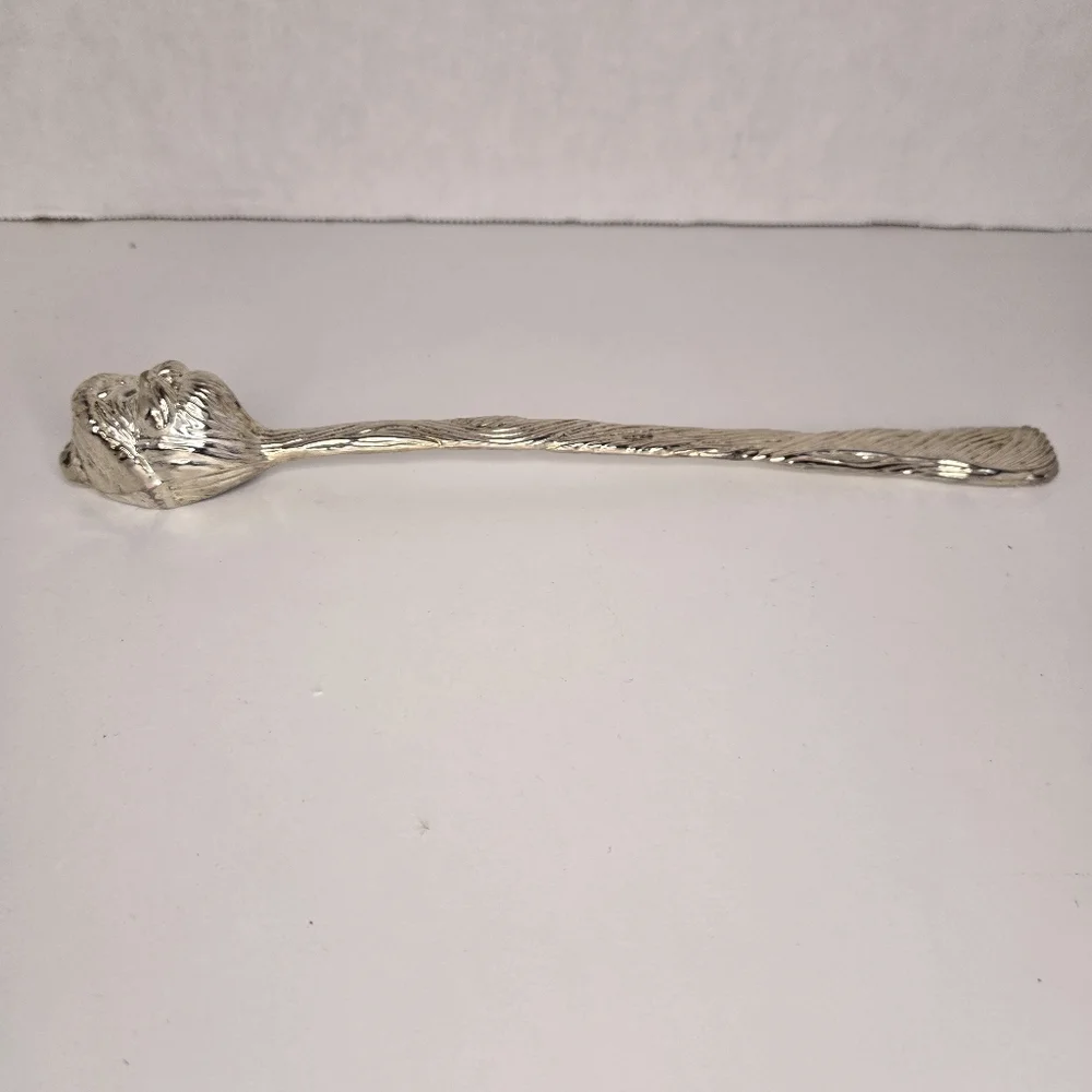 Vintage Silver Tone Metal Santa Claus Head Candle Snuffer 9.5
